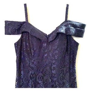 COLD-SHOULDER GLITTER LACE MERMAID DRESS